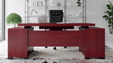 Furniture 79" Modern Ford Executive Desk with Filing Cabinets - Dark Wood