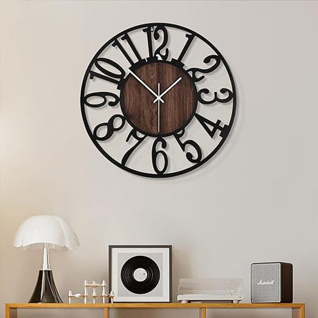 Small Wall Clock for Living Room Decor,Vintage Modern Round Silent Non Ticking