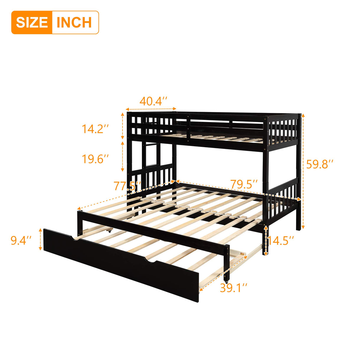 Over Twin/King Bunk Beds with Trundle, Twin Over Pull-Out bunk Bed Accommodate