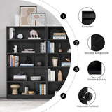 Farini Black Bookshelf for Bedroom 5 Shelf Office Bookcase 60 Inches Tall Modern Wood Bookshelf for Living Room 5 Tier Wide Manga Bookshelf Library Bookcase