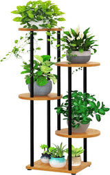 Simple Trending Plant Stand Indoor, 5-Tier Wood Flower Pot Plant Shelf for Multiple Tall Metal Flower Holder for Patio Garden Living Room Balcony Bedroom, Black