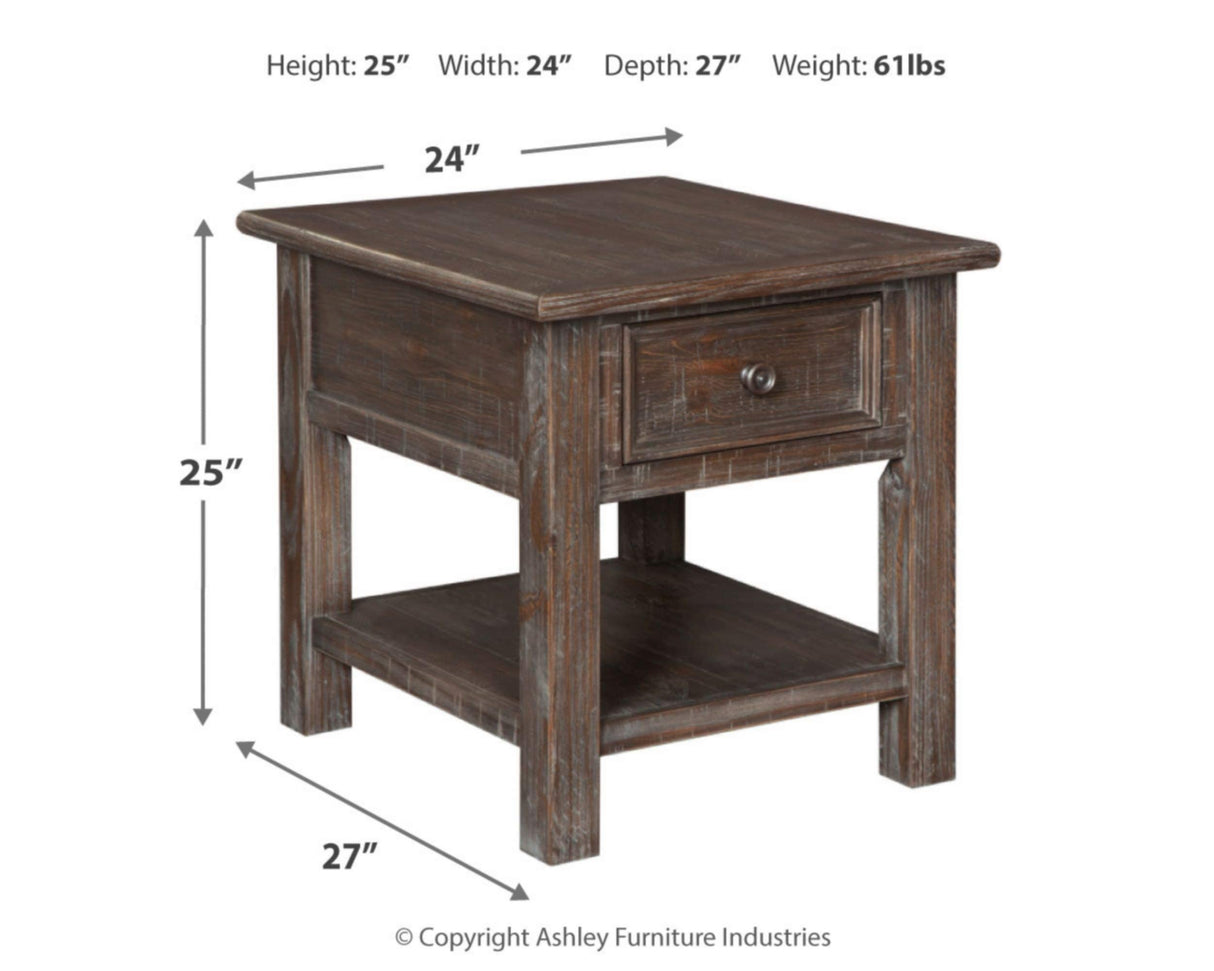 Wyndahl Rustic Rectangular End Table, Distressed Dark Brown Finish