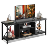 Stand up to 65 Inch TV, 55" Entertainment Center, Industrial TV Console with Open