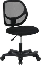 Kids Adjustable Mesh Low-Back Swivel Study Desk Chair with Footrest, Black