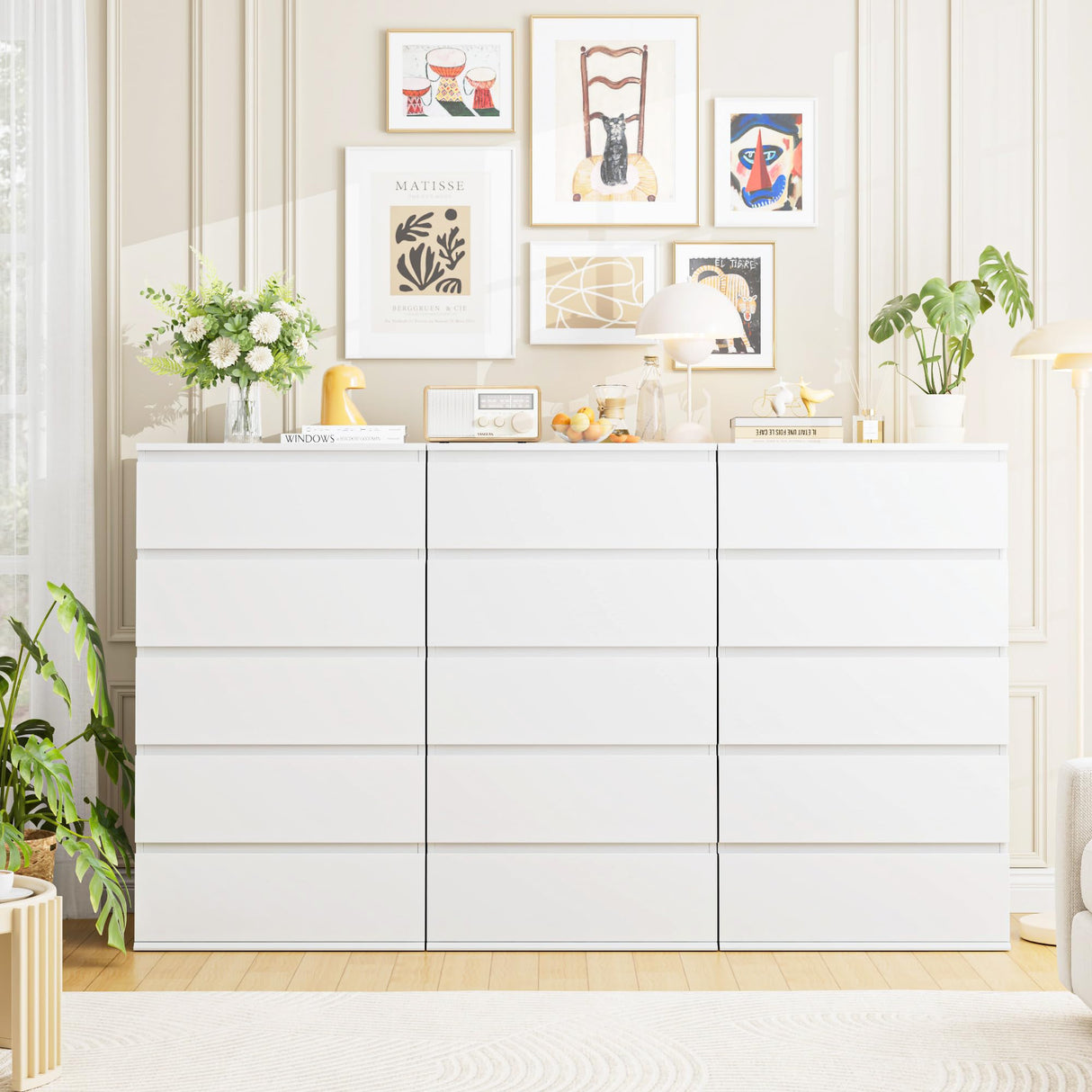 White Dresser, 5 Drawer Dresser Tall White Dresser with Large Storage Space