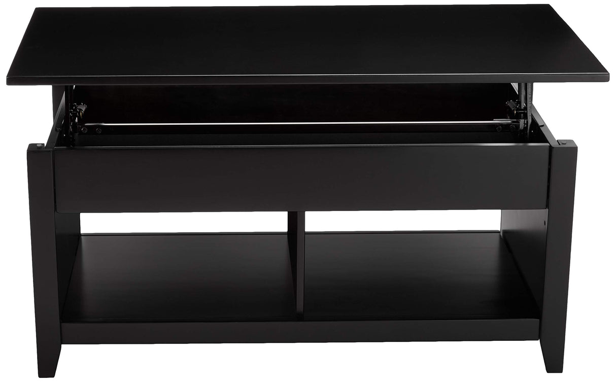 Lift-Top Storage Rectangular Coffee Table, Black, 40 in x 18 in x 19 in