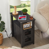 Farmhouse XXL End Table with Charging Station, Narrow Side Table