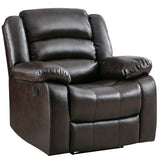 Recliner Chair, Breathable Faux Leather Reclining Chairs with Overstuffed Arm and Back, Living Room Single Sofa Recliners (Dark Brown)