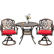 3 Pieces Outdoor Bistro Set, Cast Aluminum Conversation Set