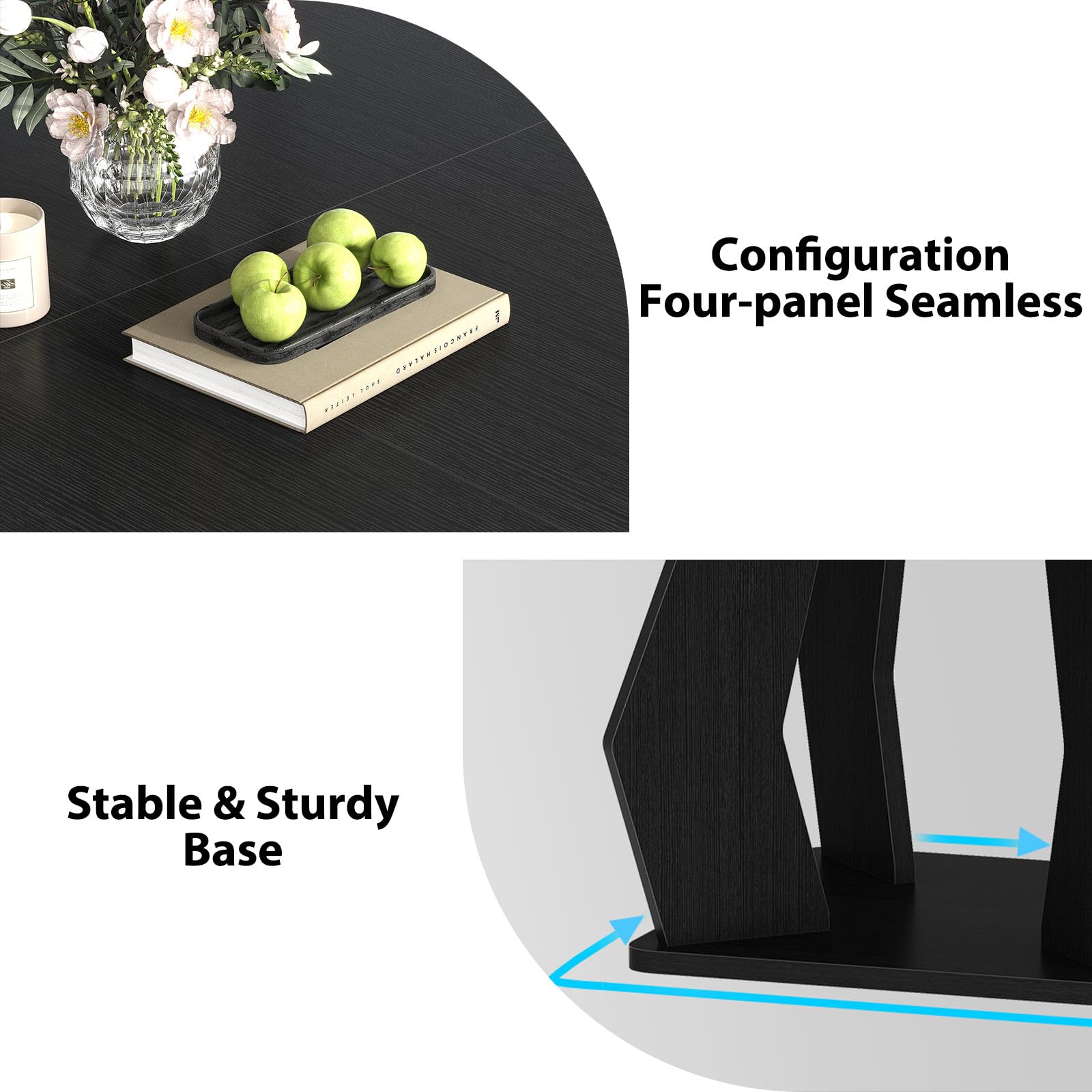 Round Dining Table for 4-6 People - 47 Inch Modern Wood Circle Table