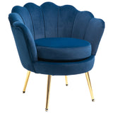 HOMCOM Elegant Velvet Fabric Accent Chair/Leisure Club Chair with Gold Metal Legs for Living Room, Blue