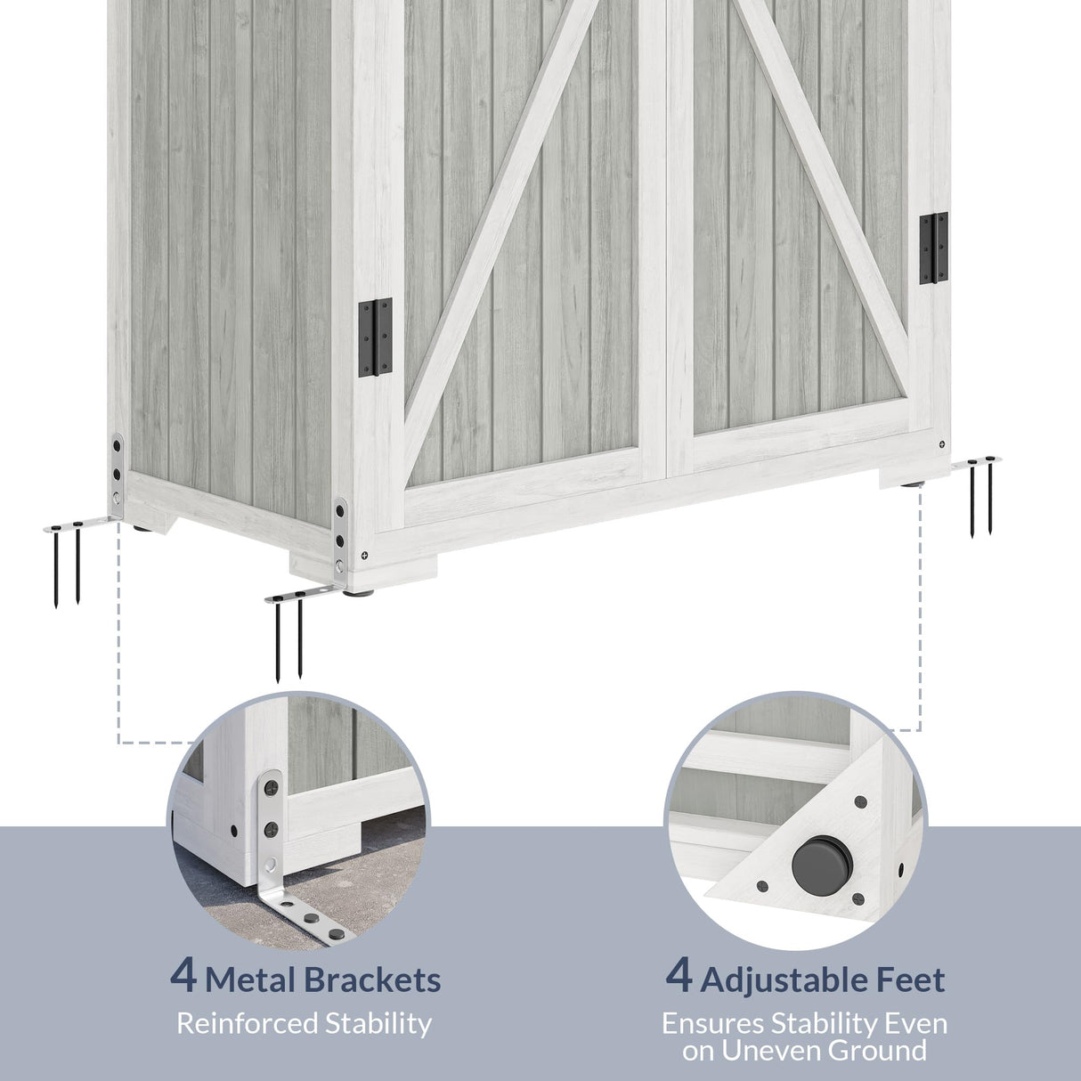 Outdoor Storage Shed with 4 Removeable Shelves