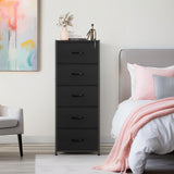 5 Drawer Dresser for Bedroom, Tall Fabric Storage Drawers, Tower Organizer Unit Chest of Drawers