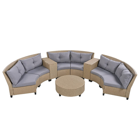 9-Piece Outdoor Half-Moon Furniture Set Patio Sofa Set