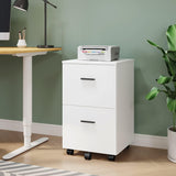 2 Drawer Mobile File Cabinet, Wood Rolling Filing Cabinet