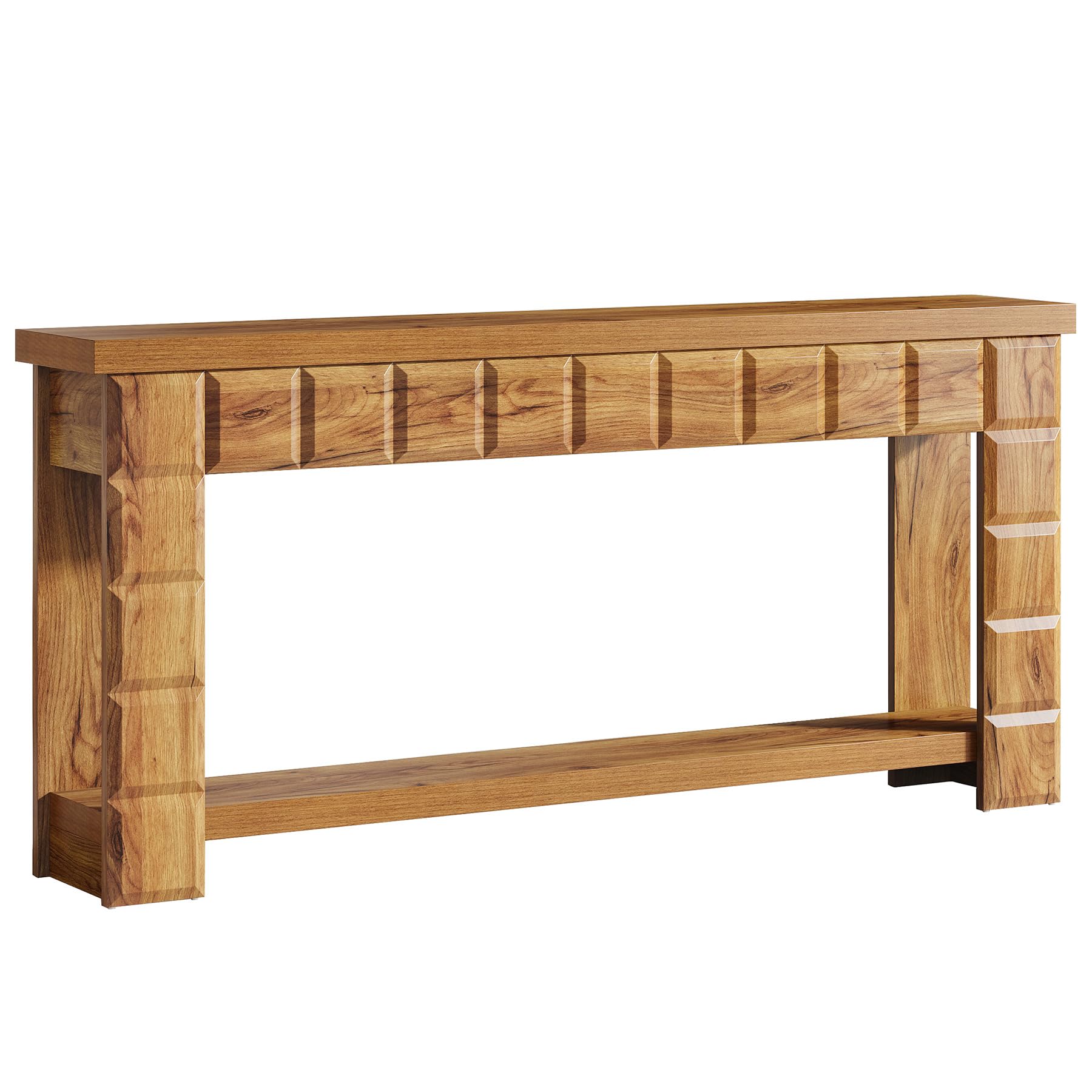70.9" Extra Long Console Table, Farmhouse 2-Tier Entryway Table with Storage