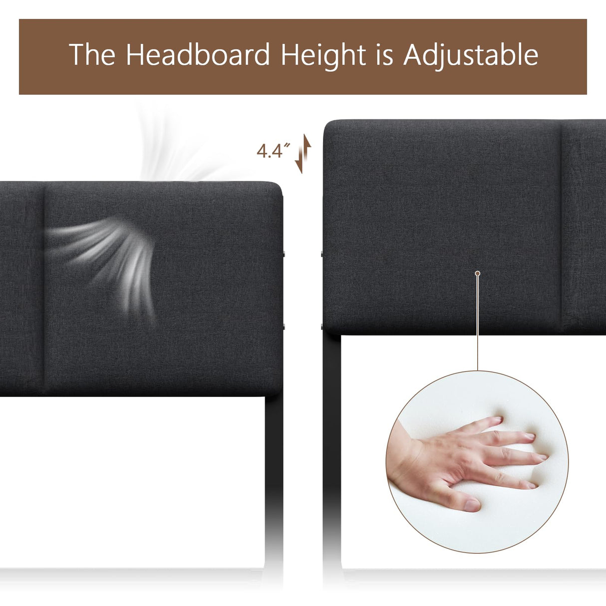 Full Size Upholstered Bed Frame with LED Lights & USB Charging