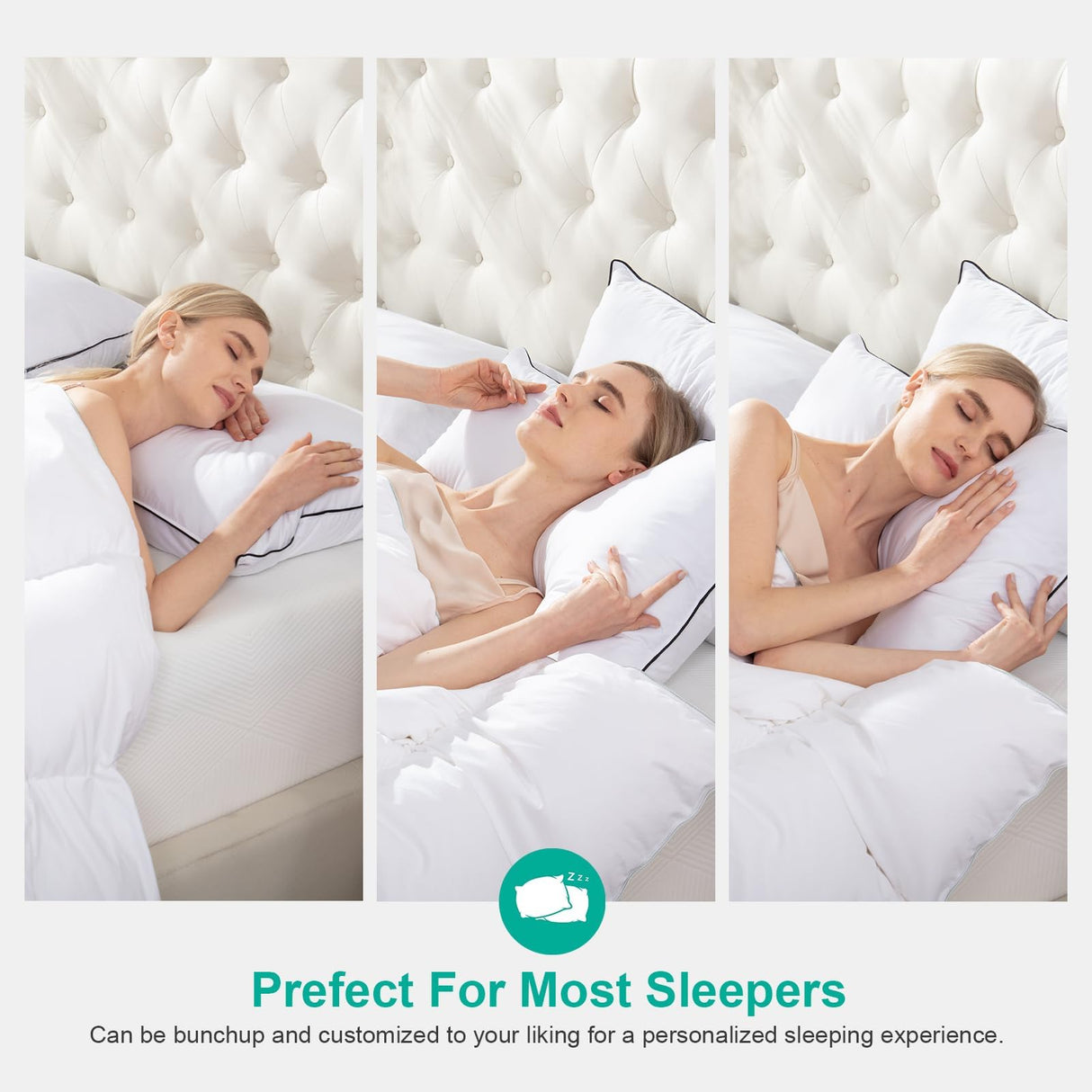 APSMILE Medium Firm Feathers Down/Poly Pillow Standard Size Pack of 1, Luxury Feather Pillow for Sleeping, 100% Organic Cotton Cover Hotel Collection Bed Pillows (White, 20"x26")