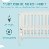 Edgewood 4-In-1 Convertible Mini Crib In White, JPMA Certified, Non-Toxic Finish,