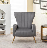 Armchair Modern Velvet Accent Chair, Channel Tufted Bedroom, Office or Living Room