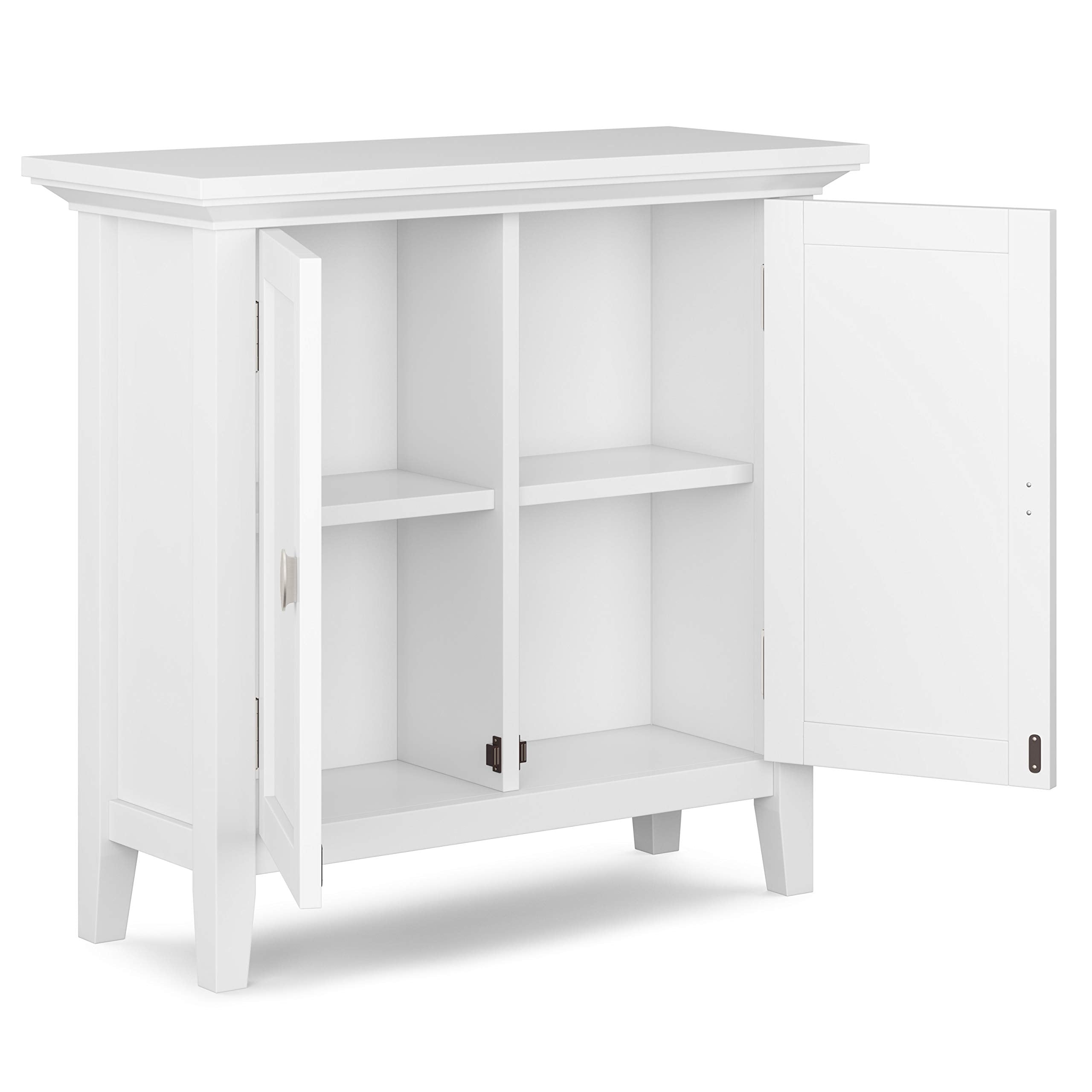 Redmond SOLID WOOD 32 Inch Wide Transitional Low Storage Cabinet in White
