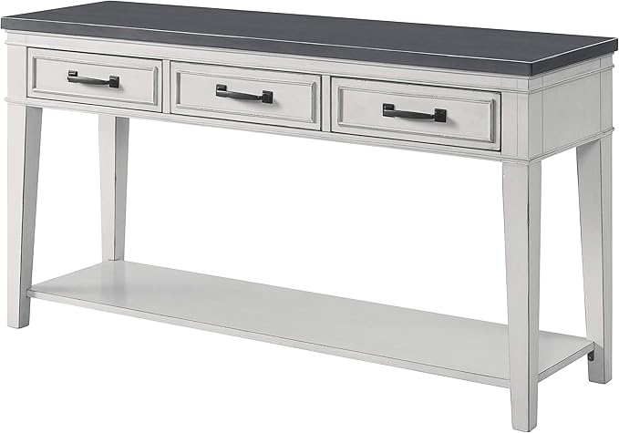 Del Mar Sofa Table, Antique White and Grey