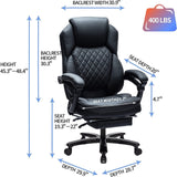 Big and Tall Home Office Desk Chairs for 400lb Heavy People, Ergonomic Reclining Chair