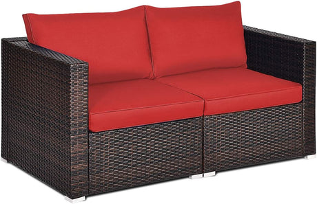 Wicker Loveseat 2 Piece, Patio Furniture Couch with Removable Cushions