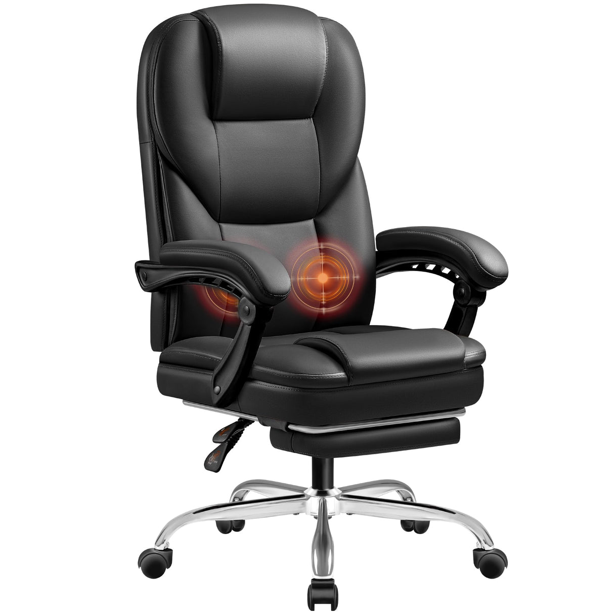 JUMMICO Massage Office Chair,Big and Tall Executive Office Chair with Footrest and Lumbar Support,400LBS Reclining Ergonomic High Back Chair for Home Office (Black)