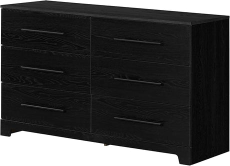 Primo 6-Drawer Double Dresser, Black Oak