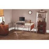 Mezza 62"W L-Shaped Corner Desk, Cherry/Chrome