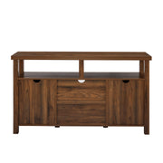 Kent Modern Rustic Grooved Door Tall TV Stand for TVs up to 65 Inches 58 Inch Dark