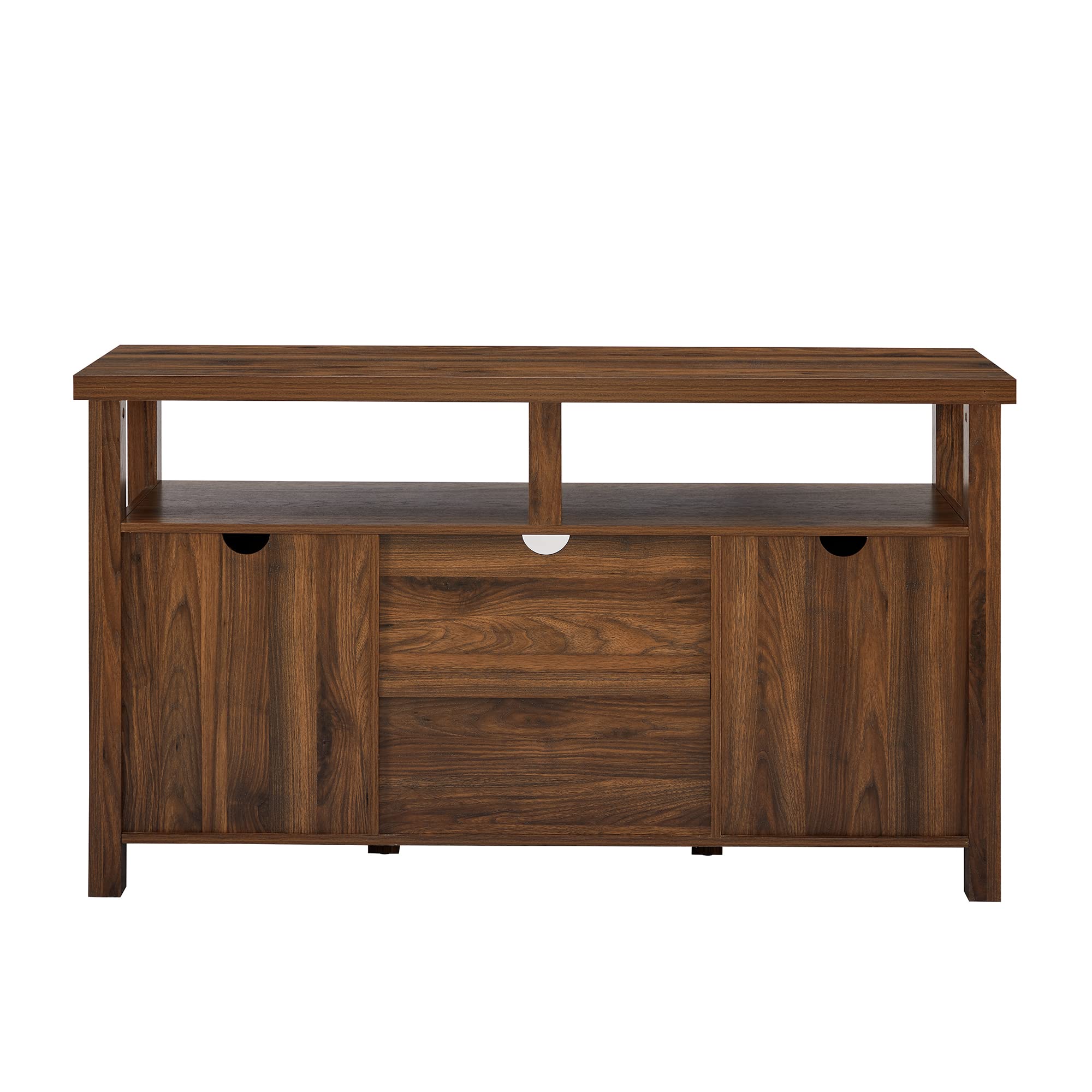 Kent Modern Rustic Grooved Door Tall TV Stand for TVs up to 65 Inches 58 Inch Dark