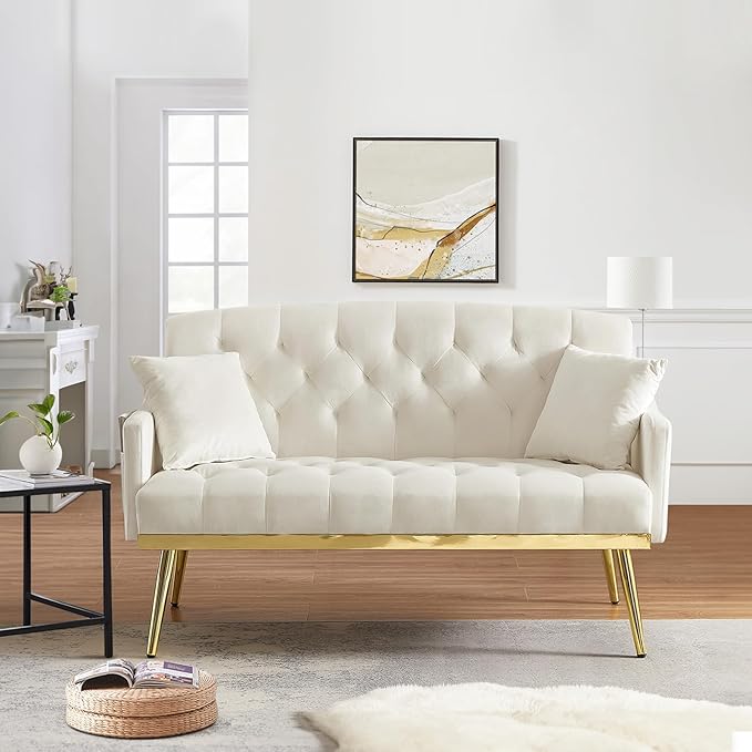 Small Loveseat Sofa, 55.5-inch Modern Sofa Couch with with 2 Side Pockets