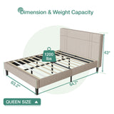 Novilla Queen Bed Frame with Headboard Queen Platform Bed Frame for Bedroom Bed Frame Queen Size with Upholstered Headboard, No Box Spring Needed, Easy Assembly, Beige
