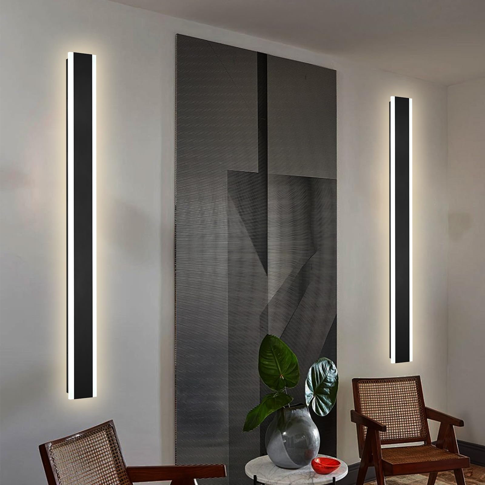 2 Pack Black Outdoor Wall Light,60 inch Long Outdoor Modern LED Wall Sconce