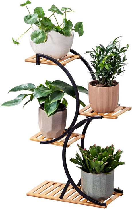 5 Tier 6 Potted Plant Stand Rack Multiple Flower Pot Holder Shelf Indoor Outdoor Planter