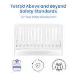 Hayes 4-in-1 Convertible Crib, Bianca White + Simmons Kids Silver Nights Dual Sided 2