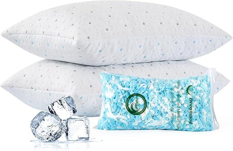 Cooling King Size Pillows Set of 2 Adjustable Loft & Firmness King Shredded Memory Foam Pillows