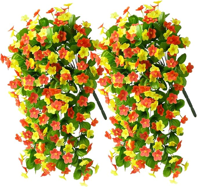 2 Pack Artificial Hanging Flowers, Fake Flowers Hanging Plant Violet Flower