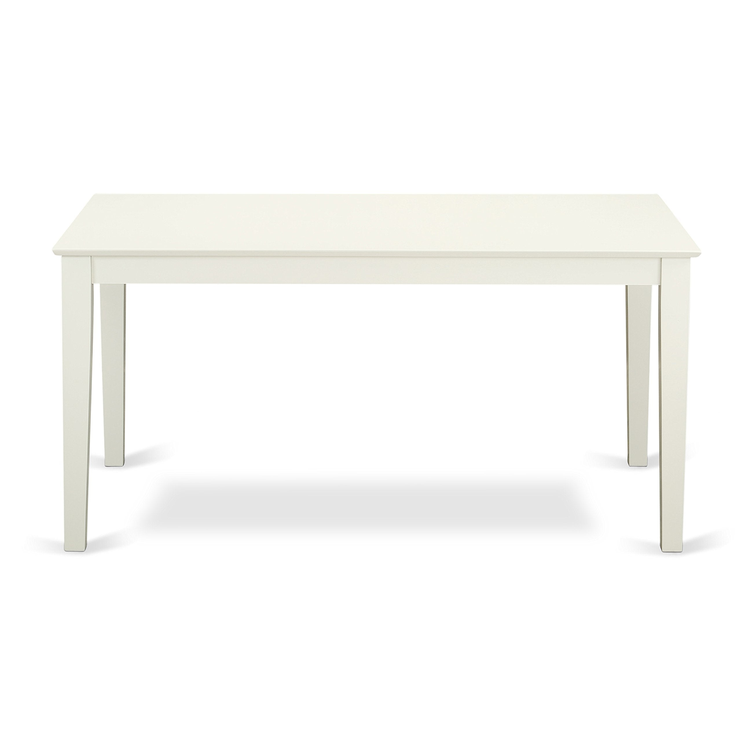 East West Furniture CACE7-LWH-15 Capri 7 Piece Kitchen Set Consist of a Rectangle Table and 6 Baby Blue Fabric Parsons Dining Room Chairs, 36x60 Inch, Linen White