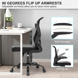 Office Chair, Ergonomic Desk Chair with Flip-up Armrests, PU Leather Computer Chair