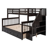 Amey Wood Twin Bunk Bed with Angled Ladder, Guardrail, Slat Kit, Brown