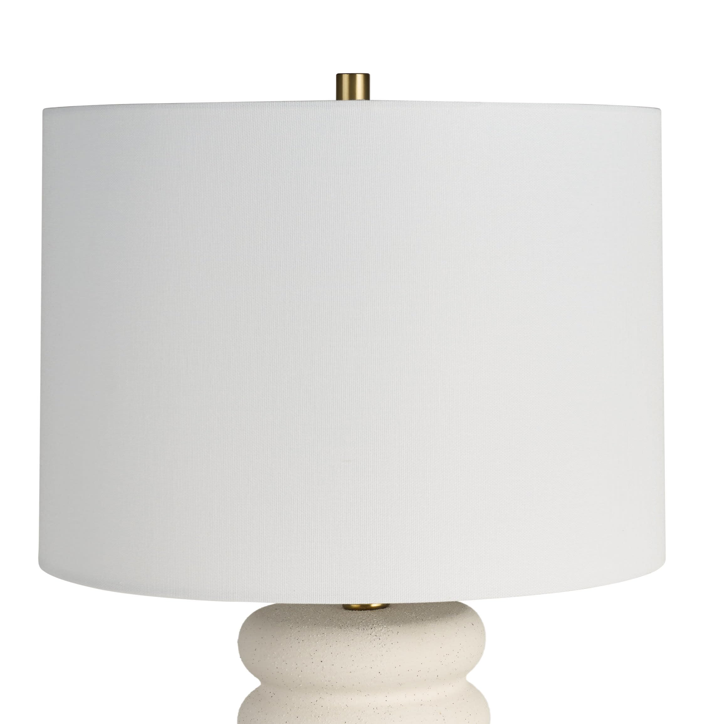 28" White Textured Ceramic Ripple Table Lamp