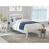Traditional Twin XL Bed with USB Charger in White