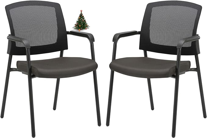 Office Reception Guest Chair Mesh Back Stacking with Ergonomic Lumbar Support