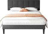 Homee Queen Size Bed Frame, Upholstered Bed Frame with Upholstered Headboard, Linen