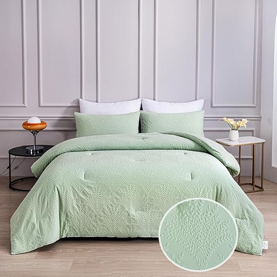 Beige Jacquard Comforter Set King Size - 3 Piece Bohemian Bedding