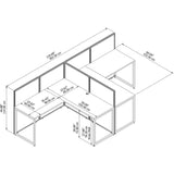 Easy Office 2 Person L Shaped Cubicle Desk Workstation, 60W x 45H, Pure White