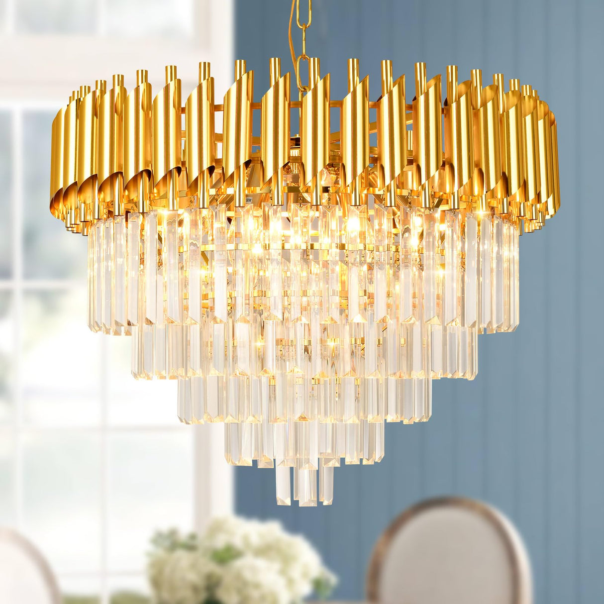 Modern Crystal Chandelier Round Luxury Gold Chandelier Crystal Pendant